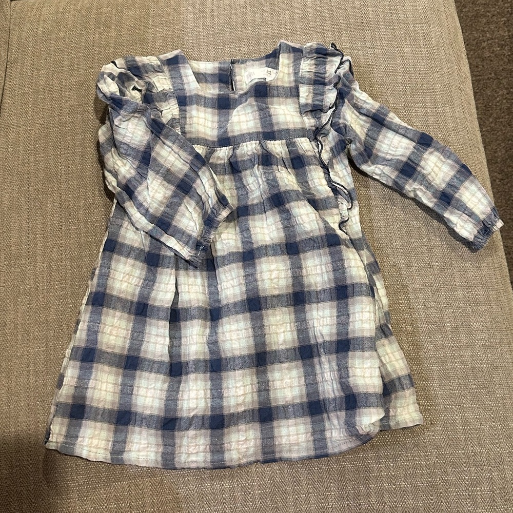 Zara girls plaid blue dress